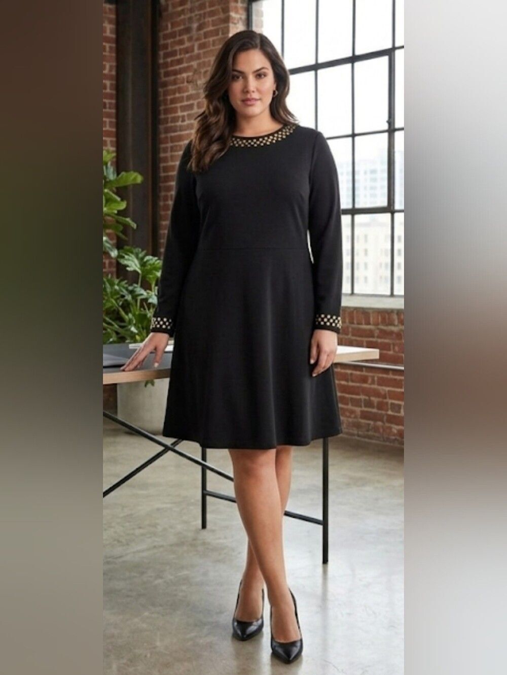Michael Michael Kors Dress Sz 1X Black Gold